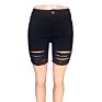 Yp-201 Women Denim Jeanswear Club Party Skinny Pencil Black Ripped Capri Pants White Distressed Capris Female