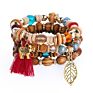 Bohemianhandmade Braidedcolorful Beads Elastic Bracelet Ethnic Multi Layer Rice Beads Beaded Stretch Charm Boho Tassel Bracelet