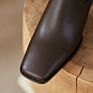 05Dg05-103 Newest Elastic Boots Square Toe Naked Boot Apricot Zipper Back Ankle Boot