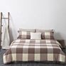 100% Cotton 4 Piece Bedding Set Plaid Checker Pattern Minimalist Style Twin Queen King Size Fitted Sheet Bedding Set
