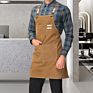 100% Cotton Canvas Leather Apron Barista Bartender Apron for Men and Woman