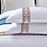 100% Cotton Hotel Embroidery Four-Piece Hotel Bedding Pure Color Simple Satin Embroidery Luxury Quilt Cover