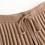 100 Pure Cashmere Rib Knitted Womens Loose Wide Leg Pants