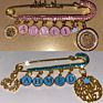 10Cm 8 Loops Pin for Kids Big Pink Blue Crystal Baby Safety Pin Islam Allah Mashallah Charms Brooch Baby Collar Clip Badge Pin