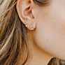 14K Gold Plated 925 Sterling Silver Crystal Olive Leaf Ear Clip