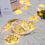1.5M 10 Led Battery Operated Gold Metal Leaf Fairy Lights String Led Night Light up Strings Garland for Home Decoration
