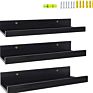 16 Inch Black Floating Shelves Set of 3 Picture Ledge Wall Mount Shelf for Bedroom Living Room Office Kitchen