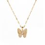 18K Gold Plated Crystal Butterfly Necklaces Jewelry Stainless Steel Butterfly Pendant Necklace for Women