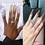 18K Gold Plated Silver Plating Wedding Ring Women Cz Eternity Band Stack Baguette Cubic Zirconia Finger Ring