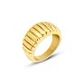 18K Gold Plated Stainless Steel Ribbed Ring Jewelry Women Chunky Statement Ring Non Tarnish