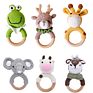 1Pc Baby Rattle Toys Cartton Animal Crochet Wooden Rings Rattle Diy Crafts Teething Rattle Amigurumi for Baby Cot Hanging Toy