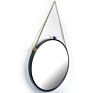 24 Inch 62Cm Hanging Wall Mounted round Morden Black Metal Frame Mirror Decorative with Hemp Rope Strap for Living Room