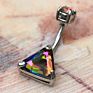 316L Stainless Steel Rainbow Hollow Triangle Cz Belly Button Navel Ring Piercing Body Jewelry