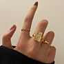 3 Pcs/Set Punk Style Gold Stainless Steel Women Rings Jewelry Chain Link Adjustable Rings Set