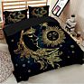3D Styles Golden Sun and Moon Printed Microfiber Duvet Cover Set