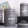 3Pcs Vintage Tea Coffee Sugar Galvanized Metal Kitchen Canisters Sets with Lids