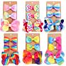 3Pcs/Set Grosgrain Ribbon Hair Bow Attractive Striped Hairgrip Gradient Rainbow Girls Hair Clips Set for Baby Girl