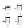4 Pcs One Set Borosilicate Spice Glass Jar with Acacia Lids Airtight Glass Food Container Set for Food Storage
