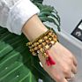 4Pcs European Classical Multi Strand Stretch Beaded Bracelet Set Bohemian Boho Leaf Tassel Charm Bead Bracelets for Women