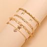 4Pcs/Set Multilayers Handmade Beads Lightning Charm Ankle Bracelet Sandal Pig Snout Chain Butterfly Star Anklet Set