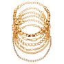 6-Piece Gold Thick and Thin Chain Crystal Bracelet Set for Suit Decoration