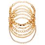 6-Piece Gold Thick and Thin Chain Crystal Bracelet Set for Suit Decoration