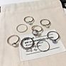 8 Pcs/Set Leaves Flowers Star round Gold Ring Moonstone Gemstone Solitaire Engagement Rings