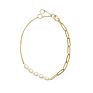 925 Silver Bohemian Jewelry Gold Paperclip Chain Baroque Pearl Bracelet