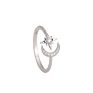 925 Silver Simple Diamond Inlaid Star Moon Ring Trend Single Ring