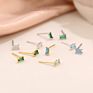 sterling silver Quality colorful zircon rectangle mini earrings stud