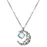 925 Sterling Silver Moon and Star Pendant Necklace Chain Charm Women Moonstone Necklaces Jewelry