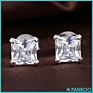 925 Sterling Silver Setting Clear round Cz Cubic Zirconia Stud Earrings for Women