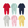 / Infant Toddler Boys Girls Clothes Private Label Long Sleeve 100% Cotton Zipper Pajamas Baby Footed Romper