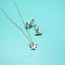 Abalone Shell Butterfly Pendant Jewelry Set Necklace Earrings