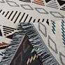 Afghan Blanket Solid White Blue Red Geometric Stripe Yarn Dyed Throw Sofa Cover Couch Blanket with Fringe Tassel