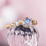 Aimgal Jewelry S925 Sterling Silver Vitreous Pearl Moonstone Inlaid with Diamond Natural Stone Ring