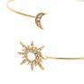 American Personalized Alloy Gold Plating Zircon Sun Moon Shape Adjustable Slim Arm Cuff Bracelets