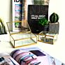 Antique Copper Glass Box Jewelry Stand Cosmetic Storage Box for Home Decoration