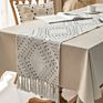 Arrivals Christmas Nordic Farmhouse Party Table Decoration Handmade White Stripe Woven Jacquard Dining Table Runner