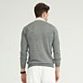Autumn 100% Merino Wool Material Grey Plain Men's Crewneck Knitted Pullover Sweaters for Man