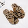 Autumn House Shoes Women Home Leopard Slippers Warm Faux Fur Ladies Cross Soft Plush Furry Female Open Toe Shoes