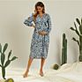 Autumn Loose V Neck Print Pullover Long Sleeved Pregnant Mother Dress