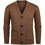 Autumn Men's Casual Long Sleeve Cardigan Sweater V-Neck Single Breasted Knitted Top for Men