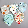 Baby Bibs Triangle Double Cotton Bibs 5 Pieces/Lot Cartoon Print Saliva Towel Baby Boys Girls Feeding Apron Cotton Bandana Bibs