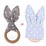 Baby Boy Bunny Ear Teether Safe Organic Wood Teething Ring Baby Teething Toys