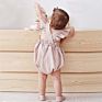 Baby Clothes Backless Flutter Sleeve Style Jumpsuit Linen Cotton Ruffle Girls Romper