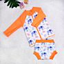 Baby Girl Print Baby Swimwear Suit Long Sleeve Shirts and Pants Swim Diaper, Baby Swimdress Easy to Wear