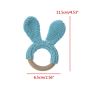 Baby Teether Bunny Ear Crochet Wooden Ring Safe Organic Wood Teething Rattle Toy Pacifier Clip Holder Wood Ring