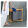 Bamboo Laundry Hamper with Dual Compartments