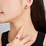 Bamoer 100% 925 Sterling Silver Lovely Little Strawberry Ring Earrings Red Crystal Zircon Fruit Charm for Women Jewelry Zhs228